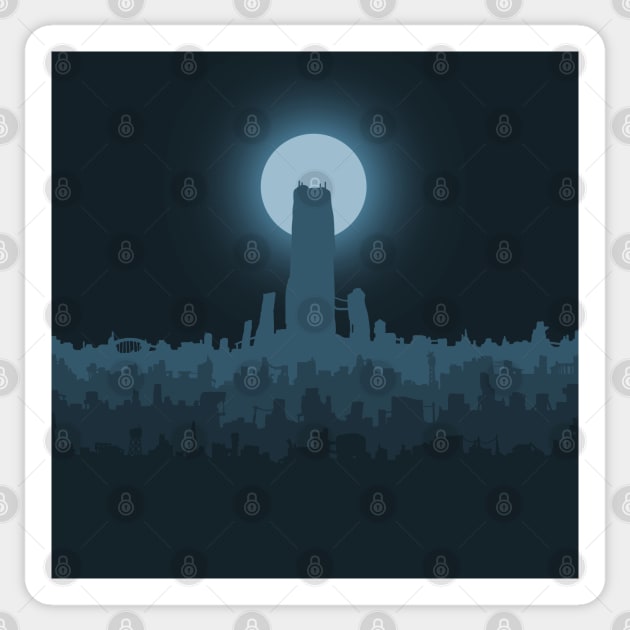 Midnight City Blue Sticker by archvinde